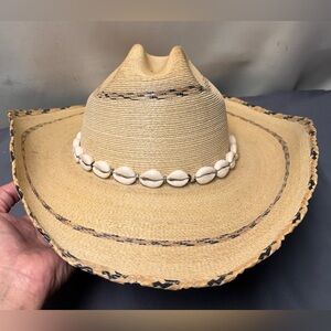 Sun Body Vintage Women’s Palm Leaf Bound Edge Handmade Cowboy Hat Size 7/56 Mex